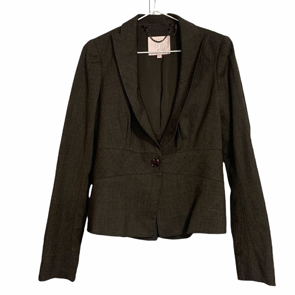 Rebecca Taylor Single Button Wool Fawn Knot Blazer
